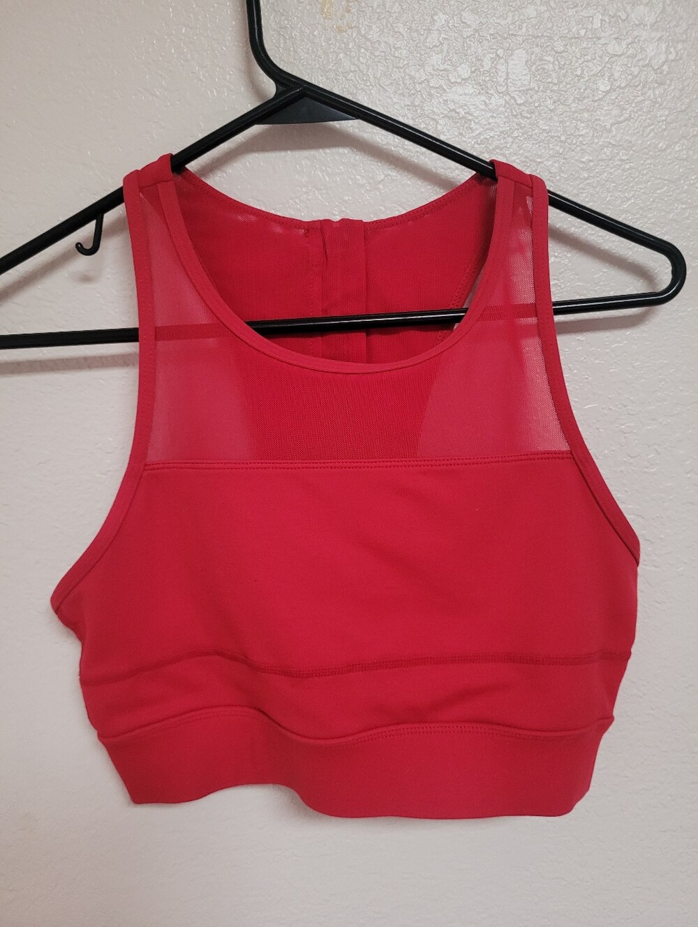 ZYIA Red Mesh-Yoke Cropped Tank/ Sports Bra